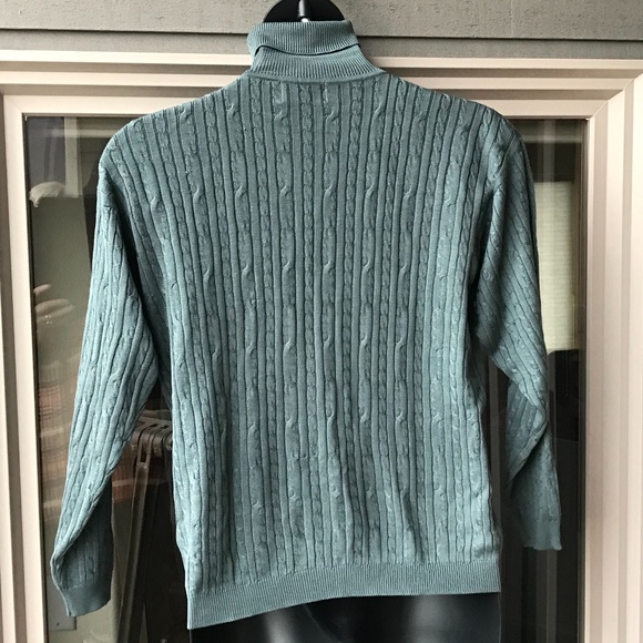 Barry Bricken silk turtleneck steel blue, L - Picture 2 of 4